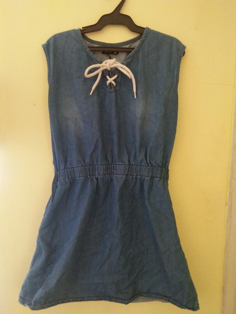 h&m denim dress black