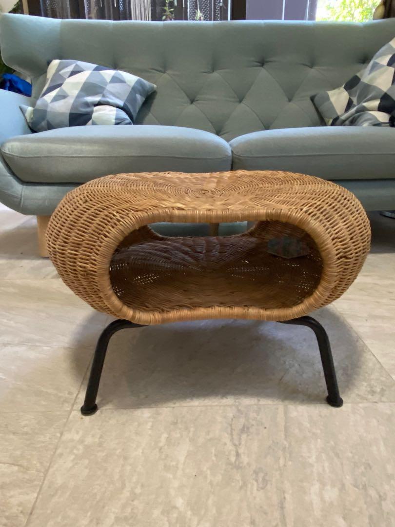 IKEA Gamlehult Rattan Footstool/Table, Furniture & Home Living