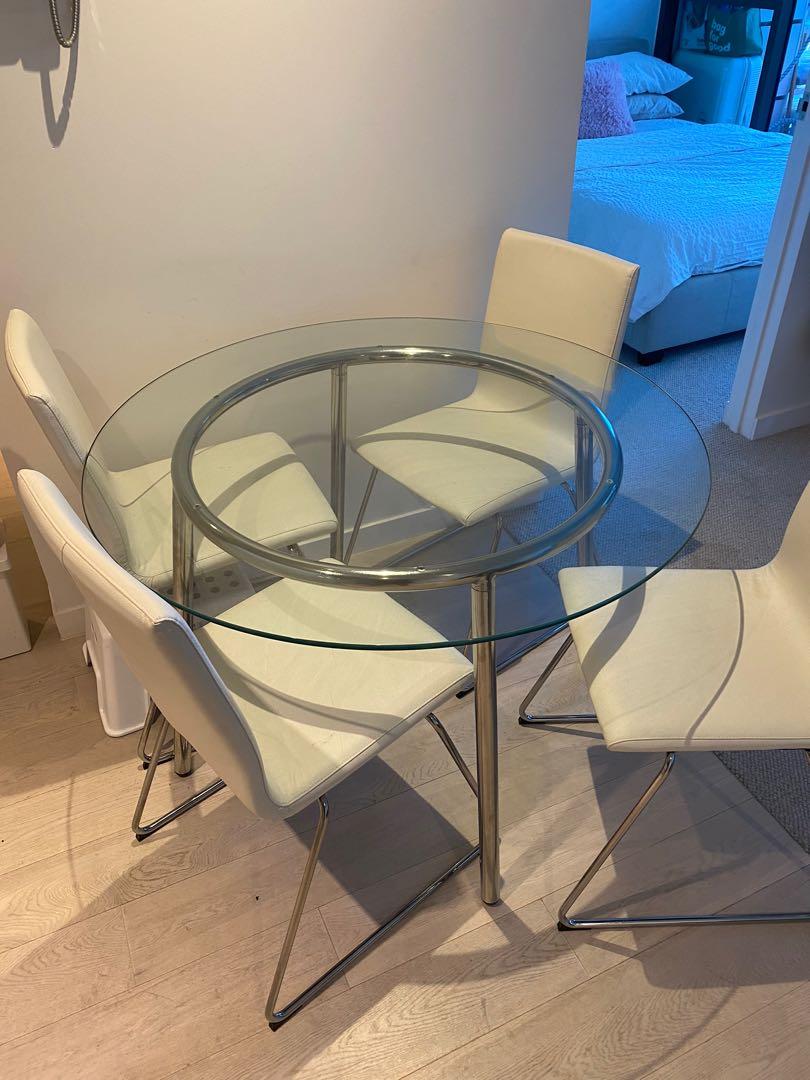 Ikea Glass Dining Table Set, Home & Furniture, Furniture on Carousell