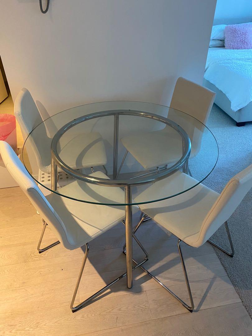 Ikea Glass Dining Table Set, Home & Furniture, Furniture on Carousell