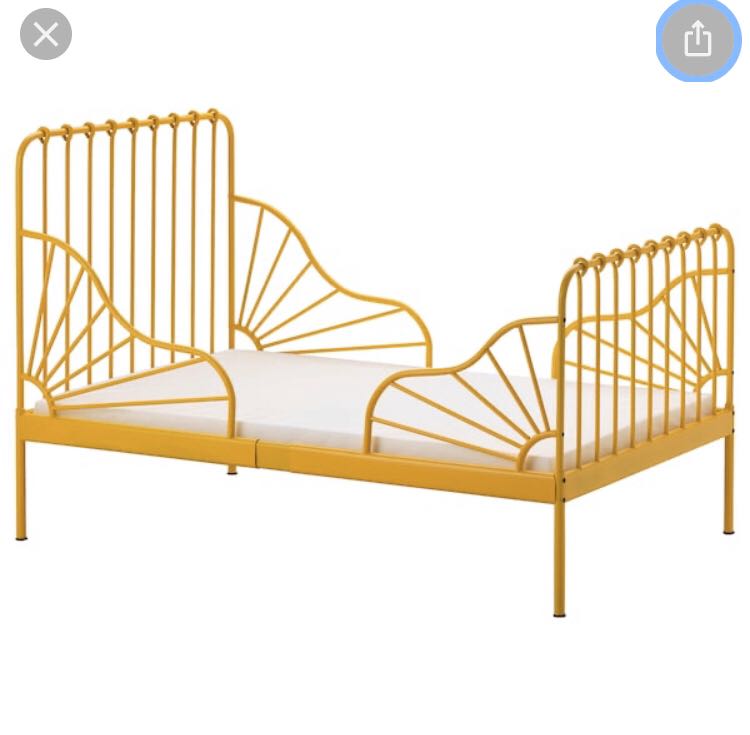 IKEA Minnen yellow bed frame with slatted base, Furniture & Home Living