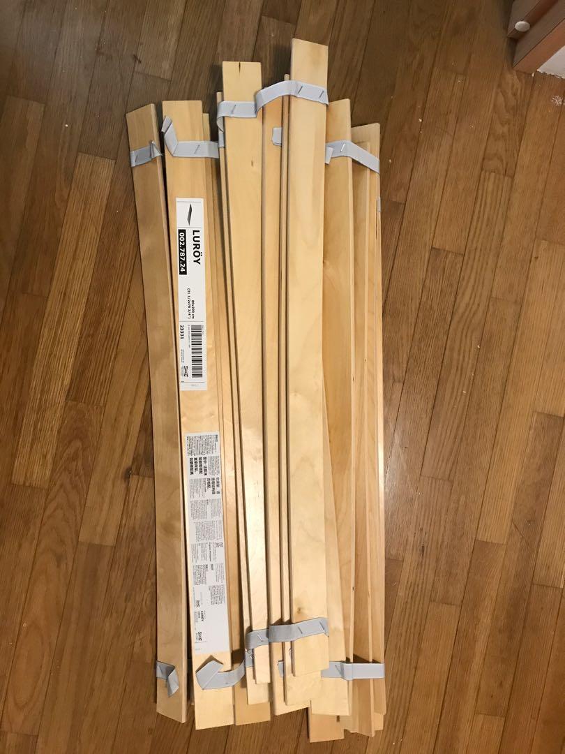 IKEA Minnen yellow bed frame with slatted base, Furniture & Home Living