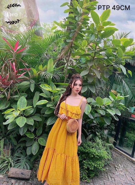 Mustard colour maxi dress