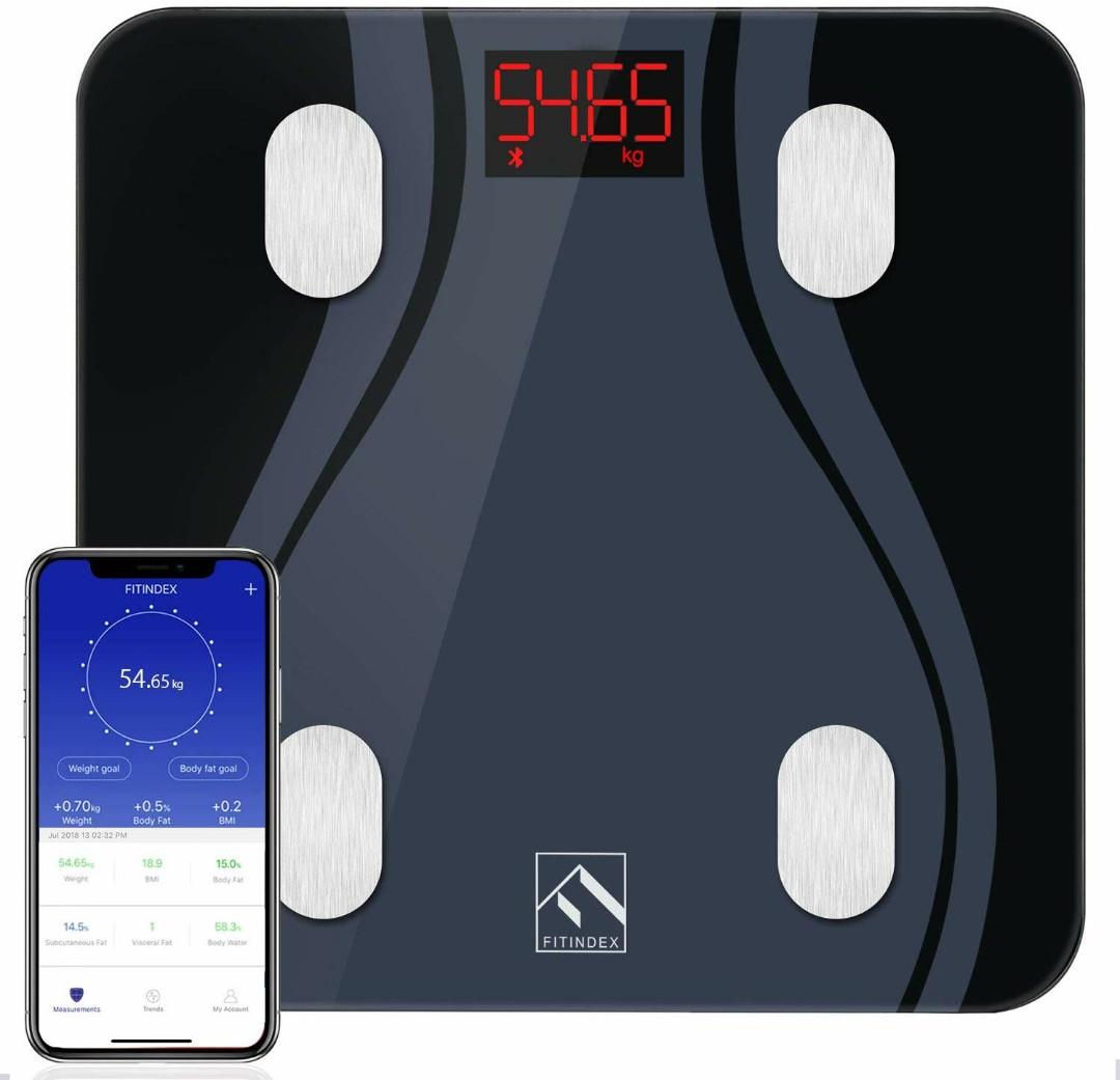 FITINDEX Smart Bluetooth Body Fat Scale with Upgraded App, High Precision Bathroom  Scales Digital Weight and Body Fat Body Composition Monitor, 396lb/180kg,  Black