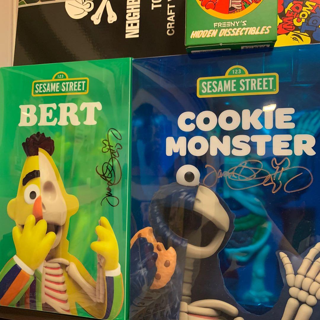 XXRAY Sesame Street Cookie Monster, Elmo,Bert & Ernie autographed set