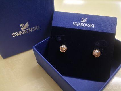 Swarovski Unisex Earrings with Golden Stones