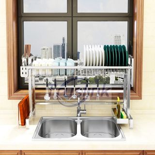 Luxury 64/84cm Stainless steel drying bowl sink rack drain kitchen