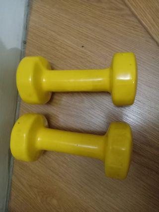 Two 7lbs Colored Vinyl dumbbells