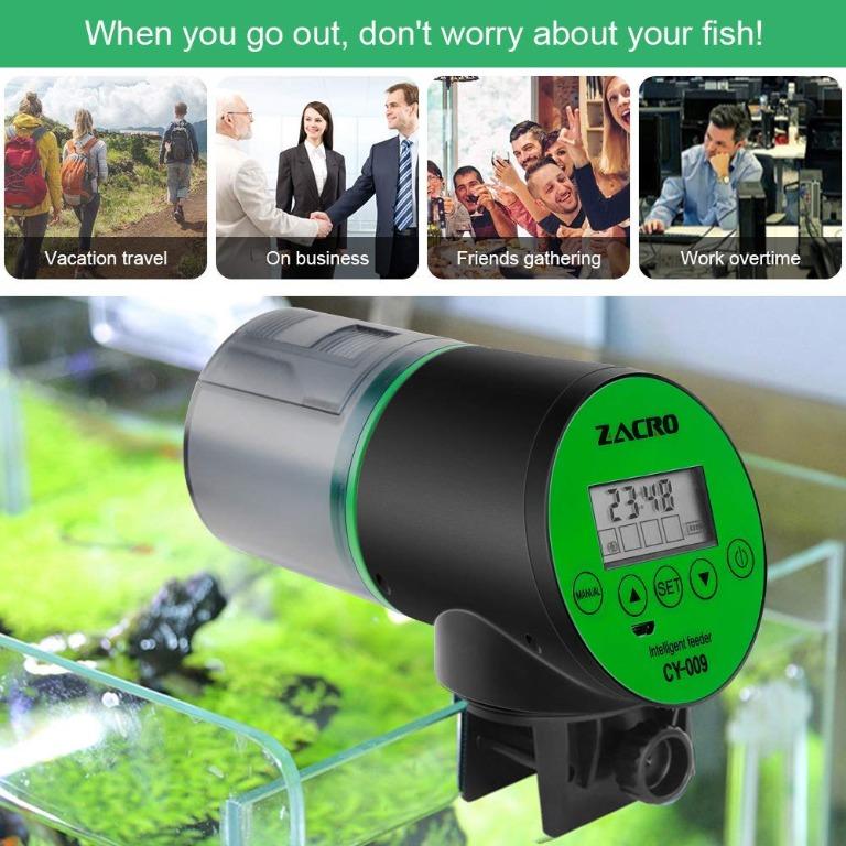 4321) Zacro Automatic Fish Feeder Rechargeable Timer Fish Feeder with