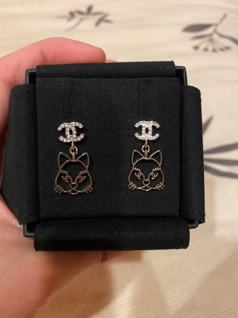Chanel cat earrings on sale