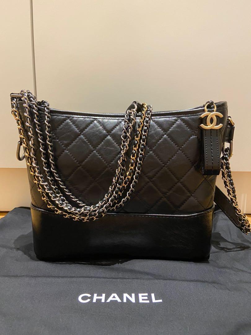 Chanel Gabrielle Hobo Bag Large Black in Calfskin with SilverGoldTone  US