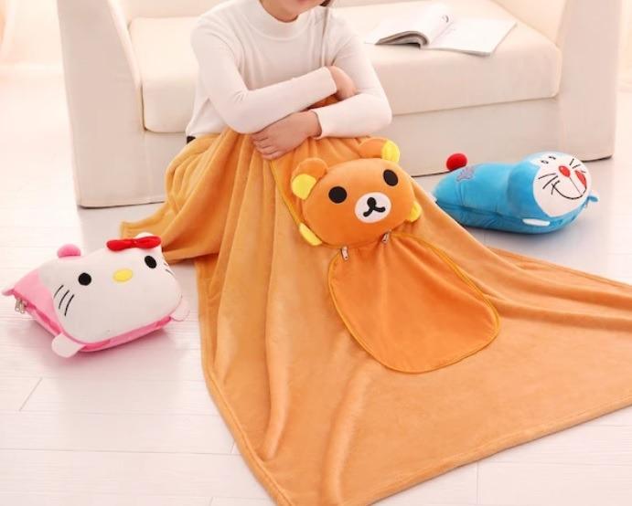 Foldable clearance blanket pillow