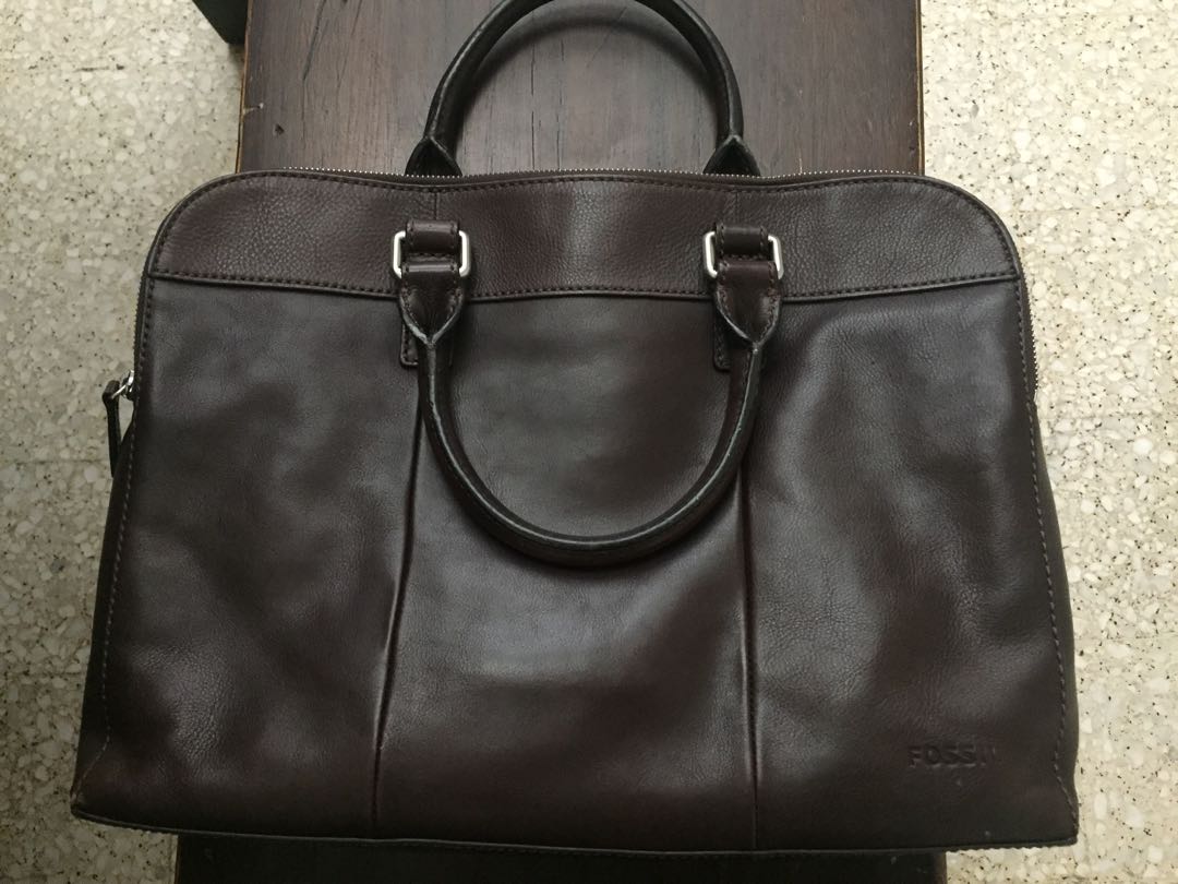 Leather Fossil Briefcase, Luxury, Bags & Wallets on Carousell
