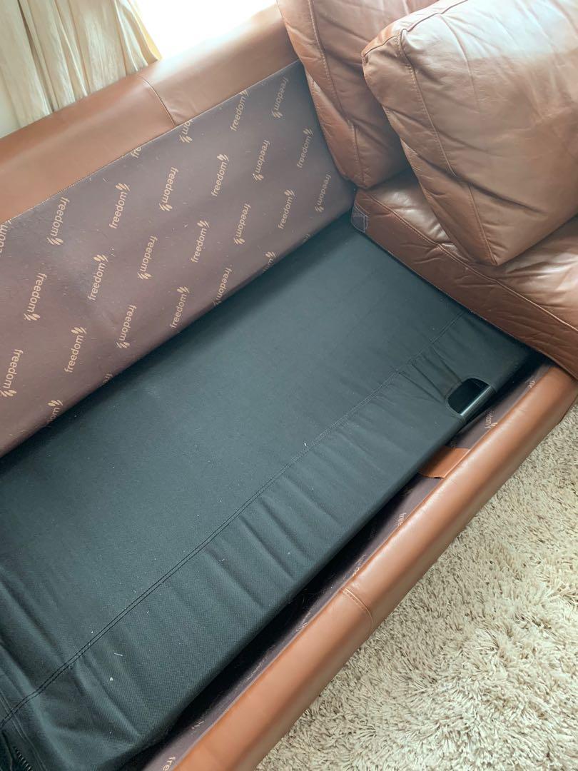 Freedom 3 seater leather sofa bed, Furniture & Home Living, Furniture