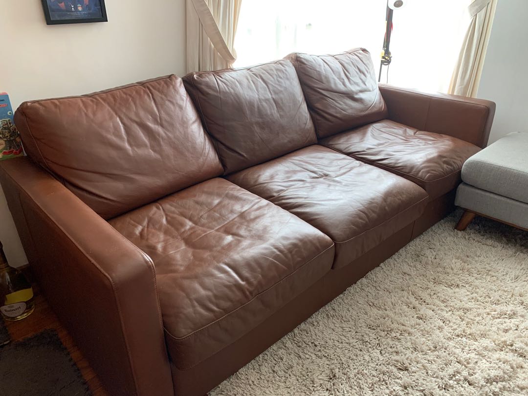 freedom 3 seater leather sofa