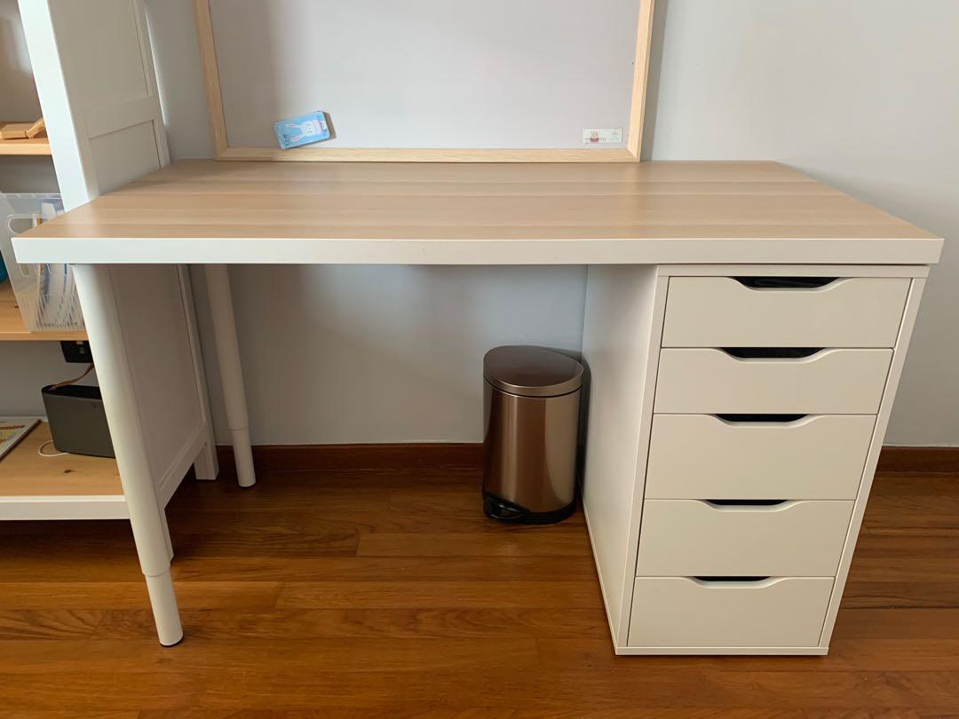 IKEA Study Table + Drawer Unit, Furniture & Home Living, Furniture