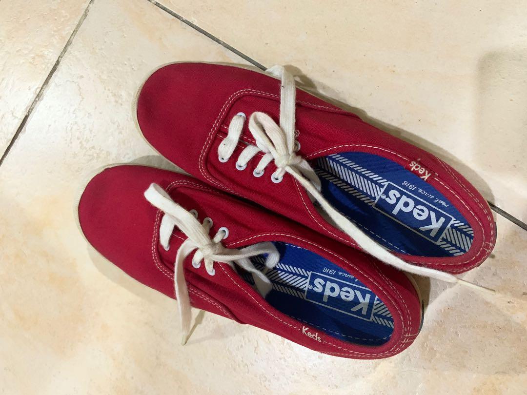 keds champion red canvas