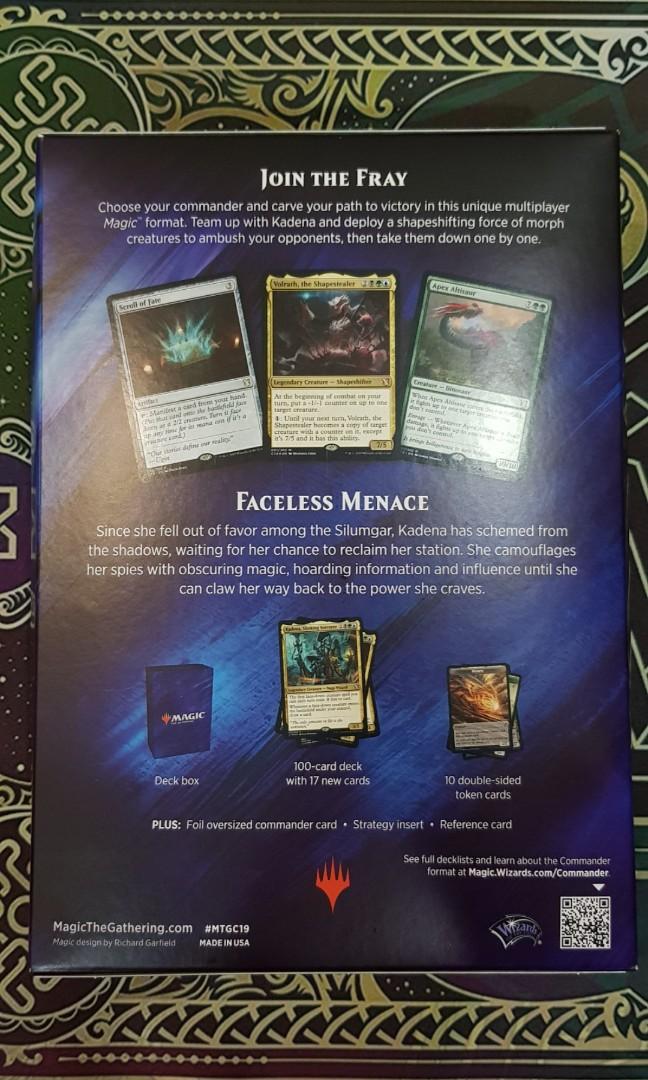 mtg commander 2019 faceless menace deck list Amazon.com: Magic: The Gathering Commander 2019 Faceless Menace Deck |  100-Card Ready-to-Play Deck
