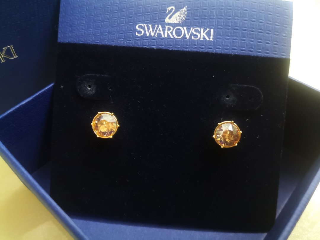 Swarovski Unisex Earrings with Golden Stones