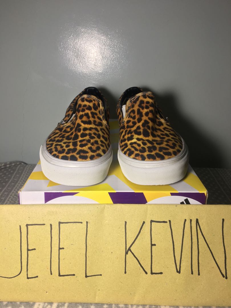 vans cheetah slip ons