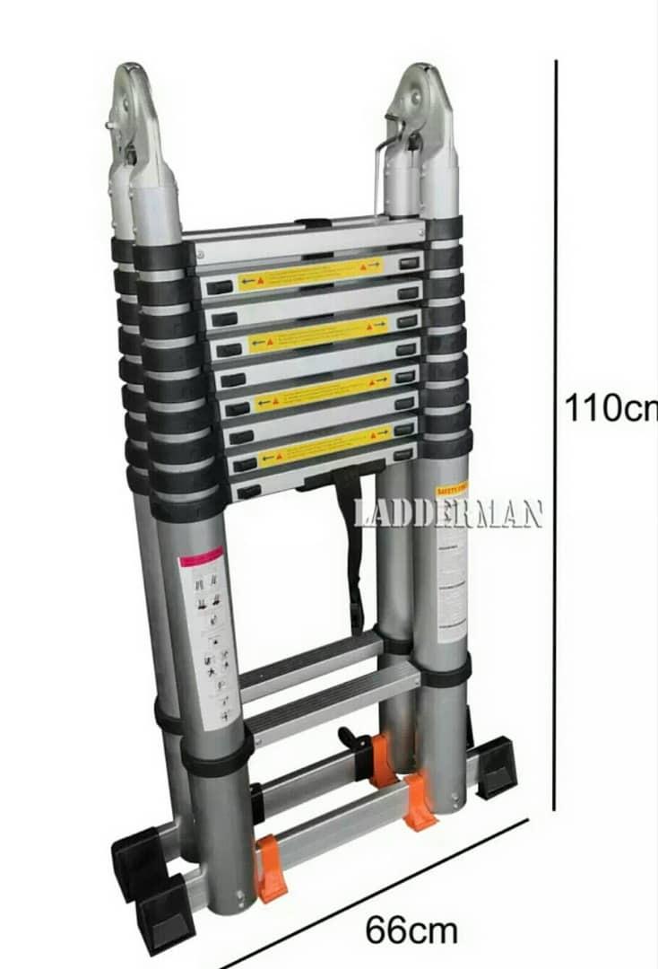 8M (4M+4M) DOUBLESIDED MULTIPURPOSE TELESCOPIC ALUMINIUM LADDER WITH