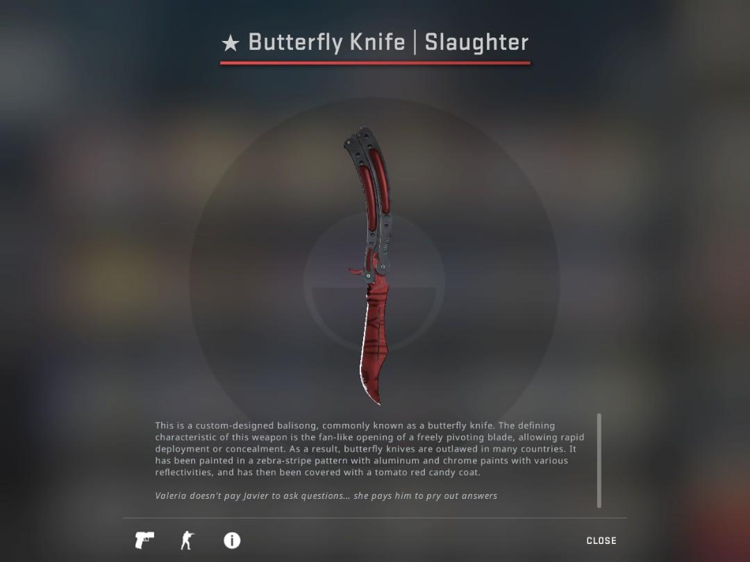 CSGO Butterfly Knife Slaughter MW, Video Gaming, Gaming Accessories, In