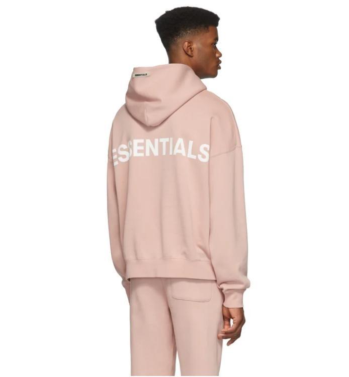 Fear of god essentials pink 3m logo pullover hoodie blus shop