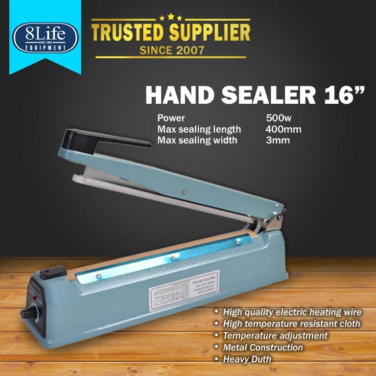 Hand sealer hand sealing machine (Category: Coffee Machines & Makers) located in Valenzuela. Submitted by eightlife_equipment (Listing ID 276144581, Image 1). Description: OTHER AVAILABLE PRODUCTS: * Hand Sealer 8 inches Metal body * Hand Sealer 12 inches Metal body * Hand sealer 24 inches Metal body * Hand sealer 8 inches Plastic body * Hand Sealer 12 inches Plastic body • BBQ Gas Grill Gas /Electric / Smokeless • Hamburger Griddle • Heavy Duty 