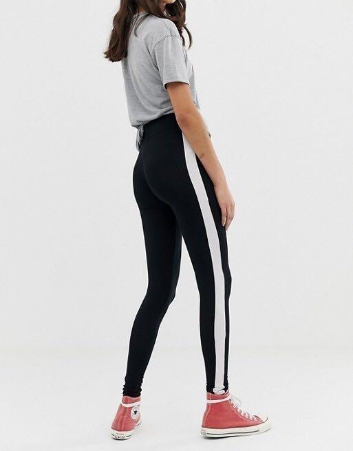 black leggings with stripe down the side
