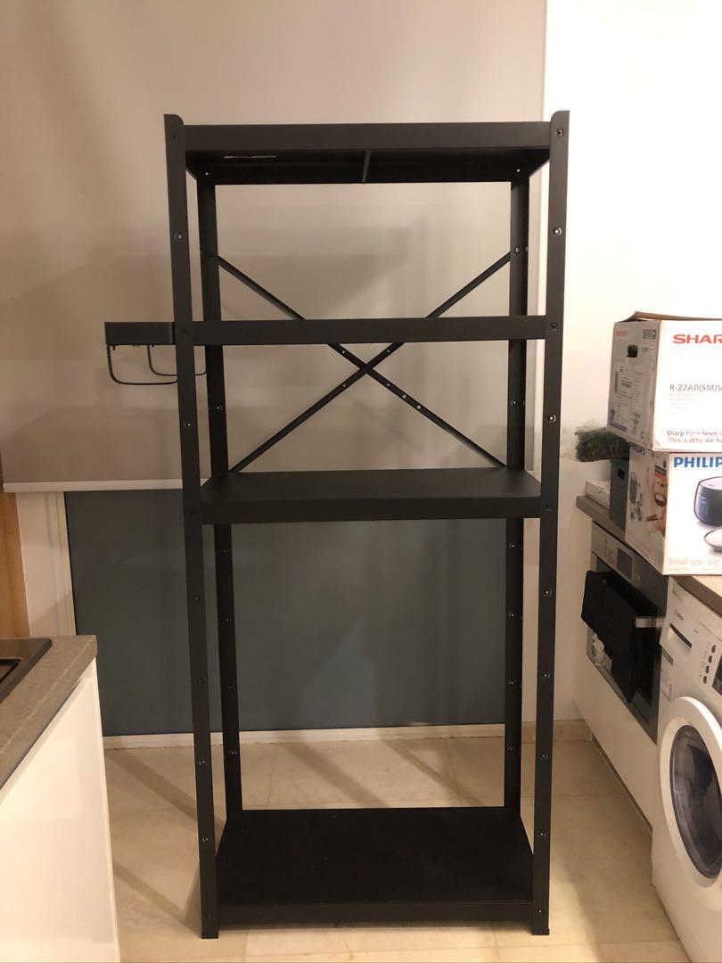 IKEA Large Storage Black Metal Shelves, Furniture & Home Living