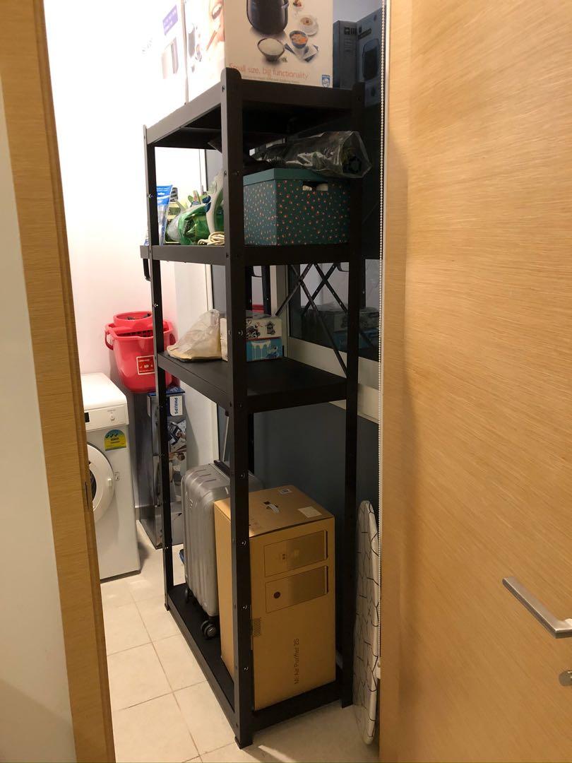 IKEA Large Storage Black Metal Shelves, Furniture & Home Living