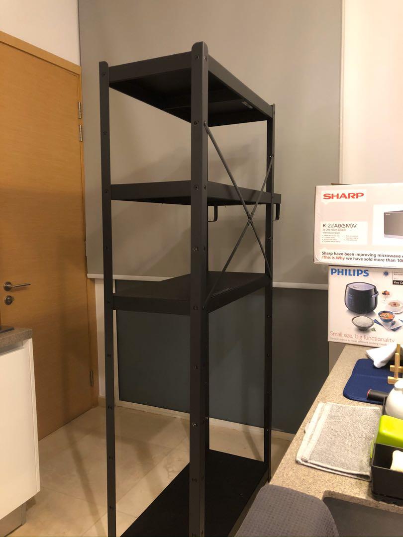 IKEA Large Storage Black Metal Shelves, Furniture & Home Living