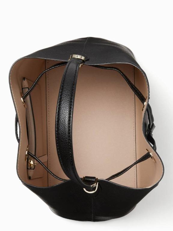 Kate Spade NY Eva Black Large Leather Crossbody Bucket Bag, Women's