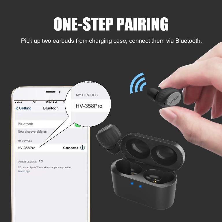 LETSCOM True Wireless Earbuds Bluetooth 5.0 Wireless Earbuds with