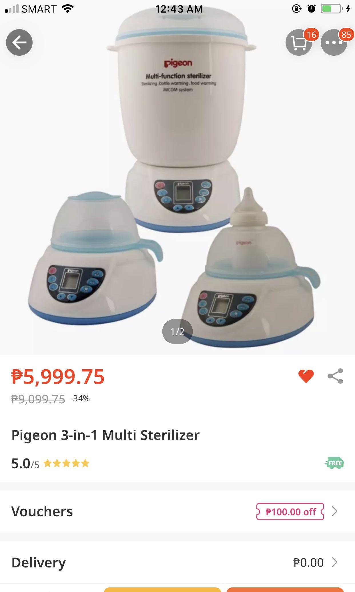 pigeon 3 in 1 sterilizer