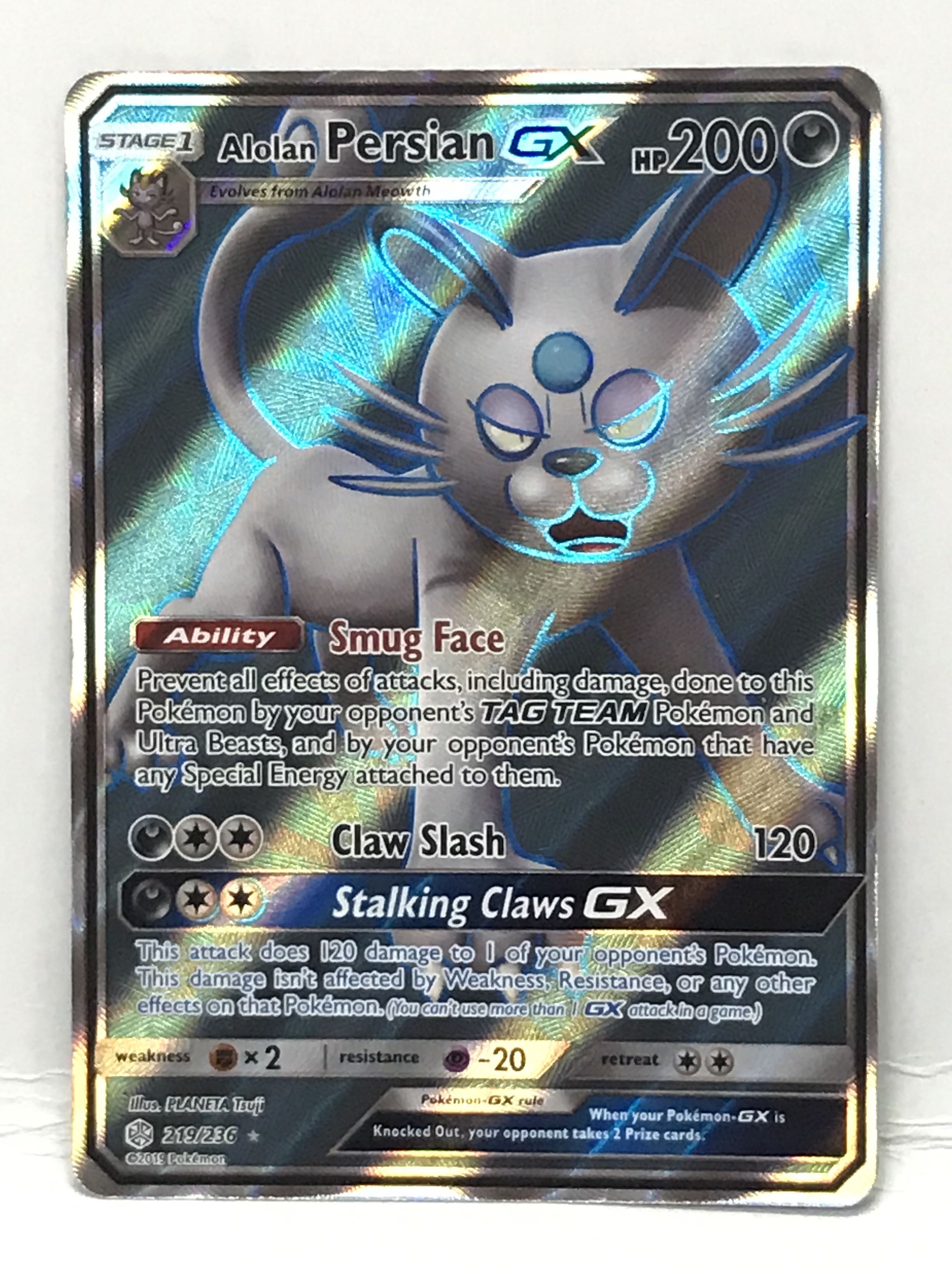 Pokemon Alolan Persian GX 219/236 Full Art Ultra Rare, Toys & Games, Board Games & Cards on