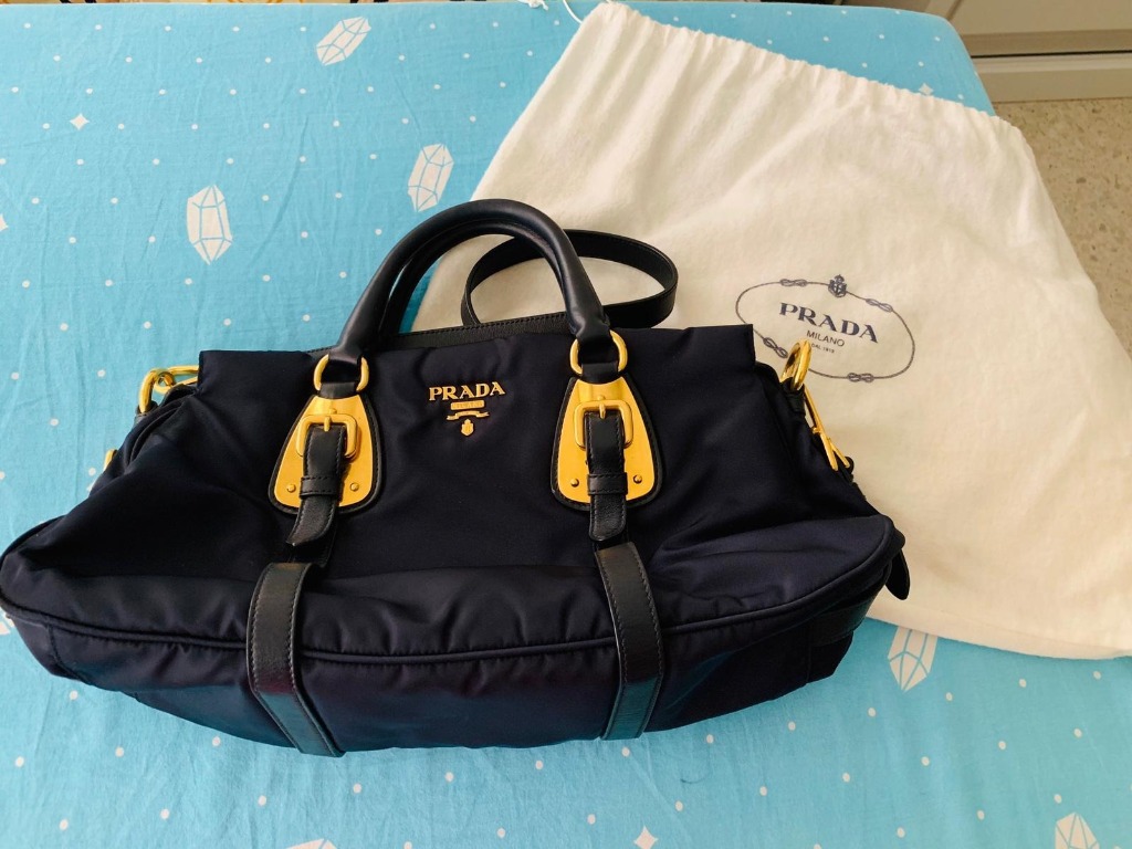 Prada Bag in Nylon Blue with Gold Hardware