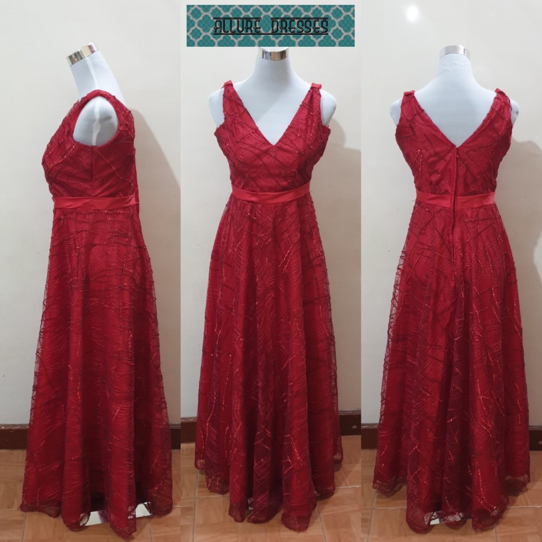 red cocktail dress long