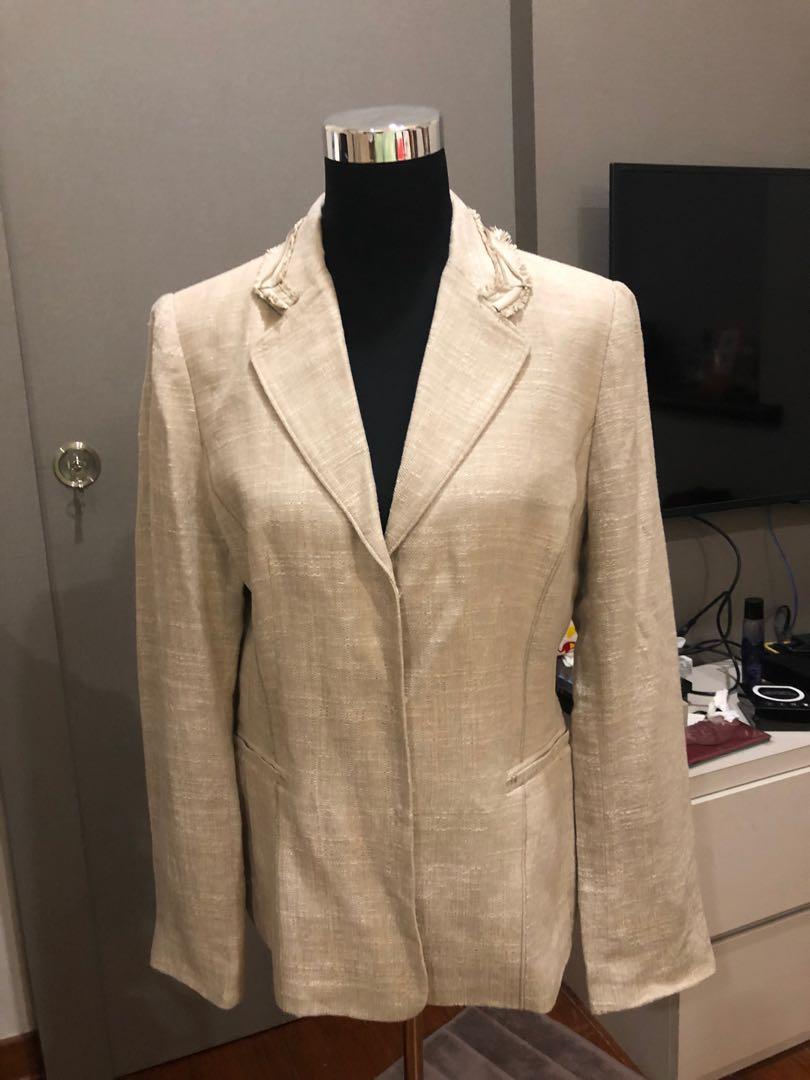 tahari linen hooded cardigan