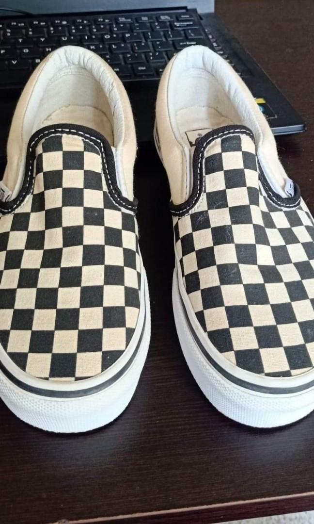vans checkered slip on kids