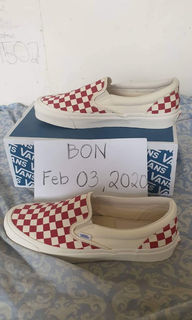 vans vault checkerboard red