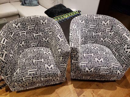 Funky Letter Print Arm Chairs