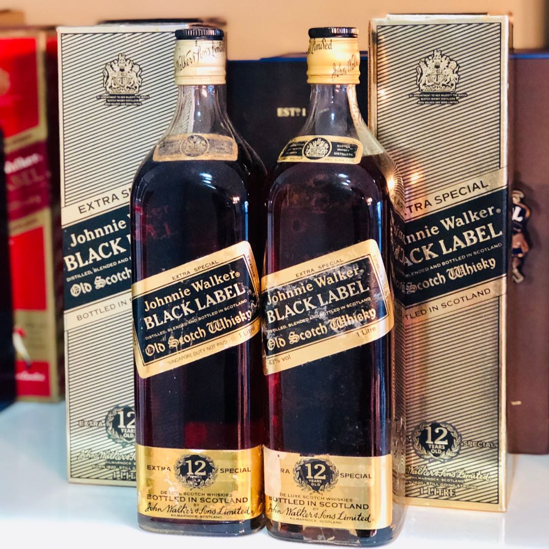 1980 1L Johnnie Walker Black Label Scotch Whisky With Gold Box 43% ABV ...