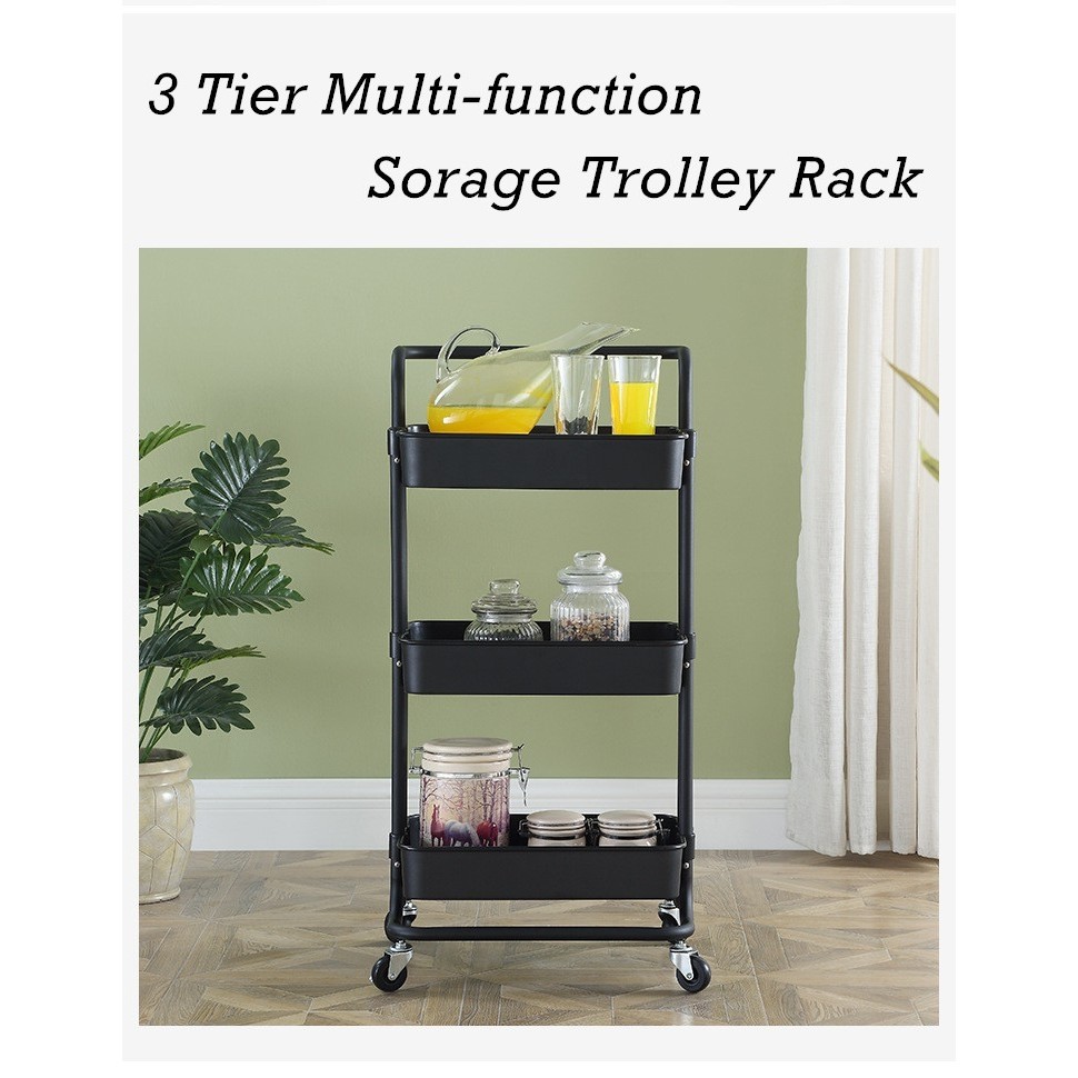 [ Ready Stock ] 3 Tier Multifunction Storage Trolley Rack