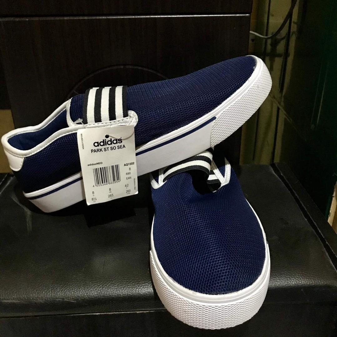 adidas blue slip on shoes
