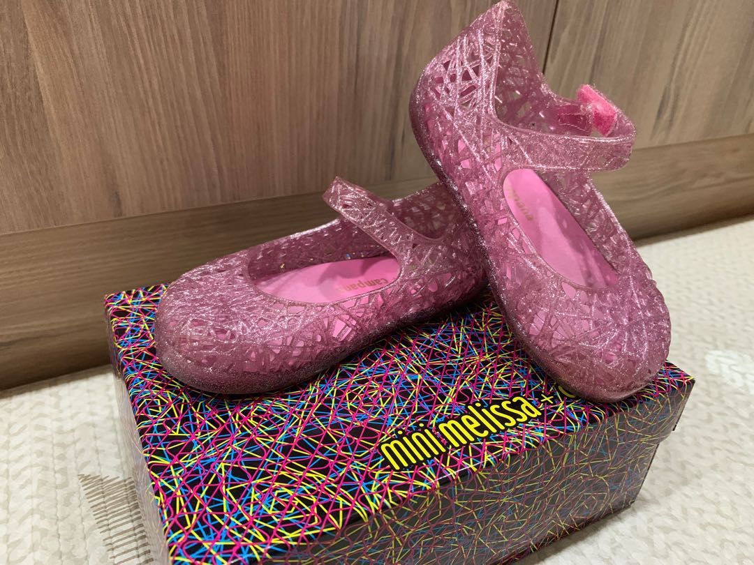 Authentic Mini Melissa campana zig zag Pink/ Glitter silver