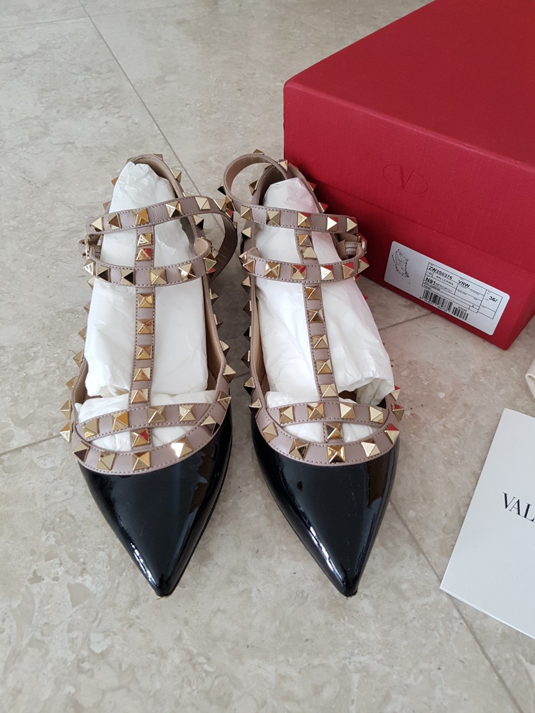 Authentic Valentino Rockstud Caged Flats Women S Fashion Shoes Heels On Carousell