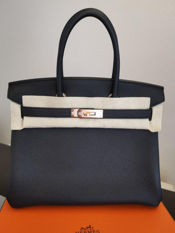 Hermes Rare Black Togo Leather 30cm Birkin Bag with Rose Gold