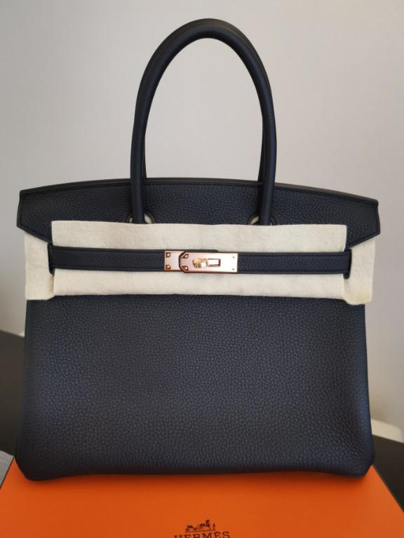 Hermes Birkin bag 30 Black Togo leather Rose gold hardware