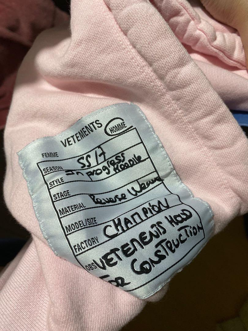 ChampionxVetements hoodie jacket (Category: Longsleeves) located in Pasig City. Submitted by rafidow (Listing ID 276288751, Image 3). Description: For sale champion x vetements collab. Size Medium women Rfs:declutter Pasig/cainta meetups.